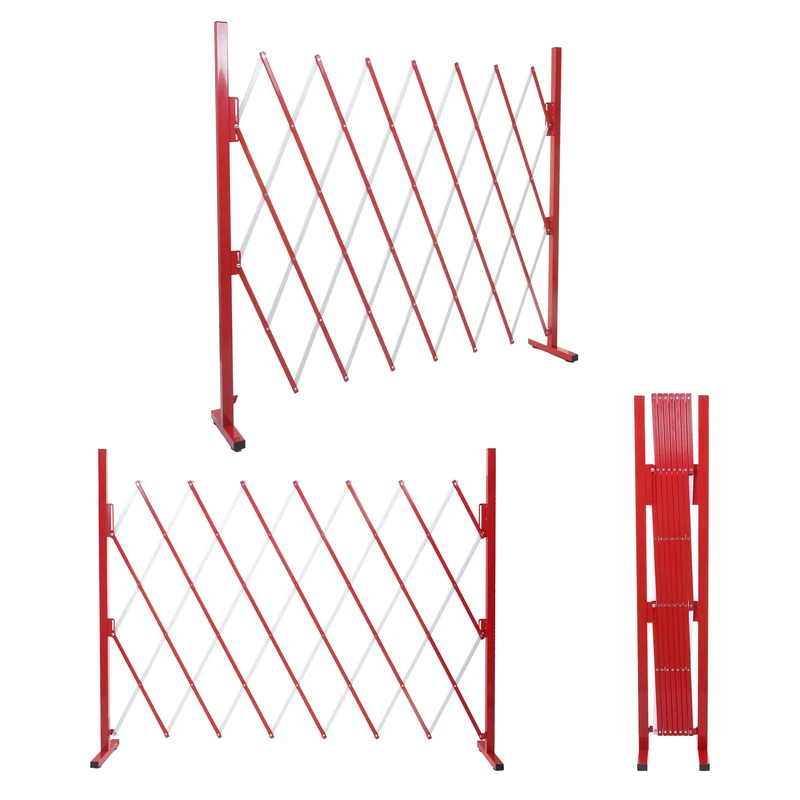 Barrière de sécurité clôture à ciseaux extensible aluminium rouge-blanc hauteur 153cm largeur 28-200cm 04_0001213
