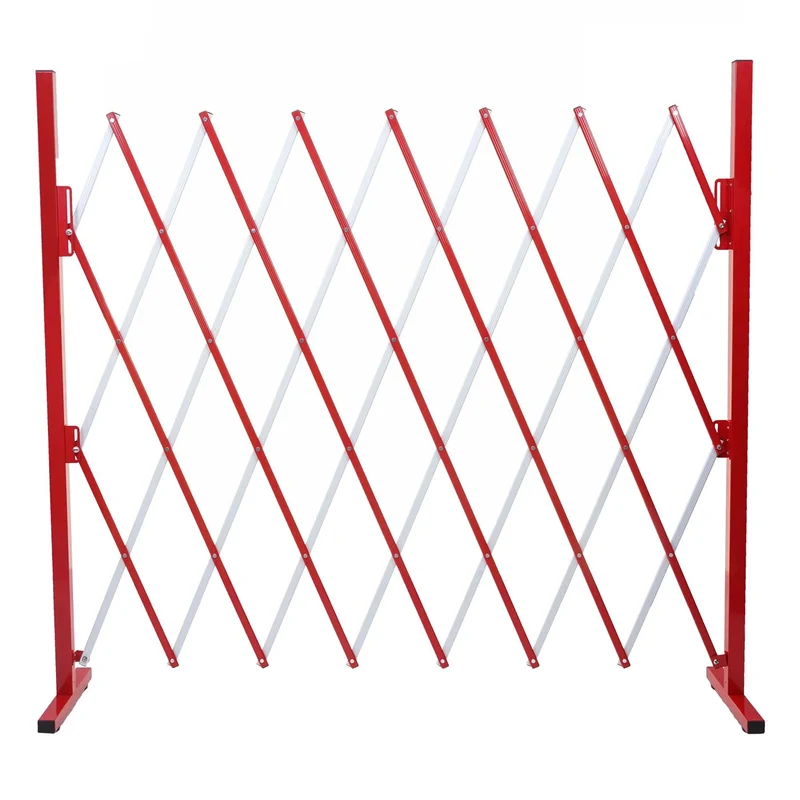 Barrière de sécurité clôture à ciseaux extensible aluminium rouge-blanc hauteur 153cm largeur 28-200cm 04_0001213