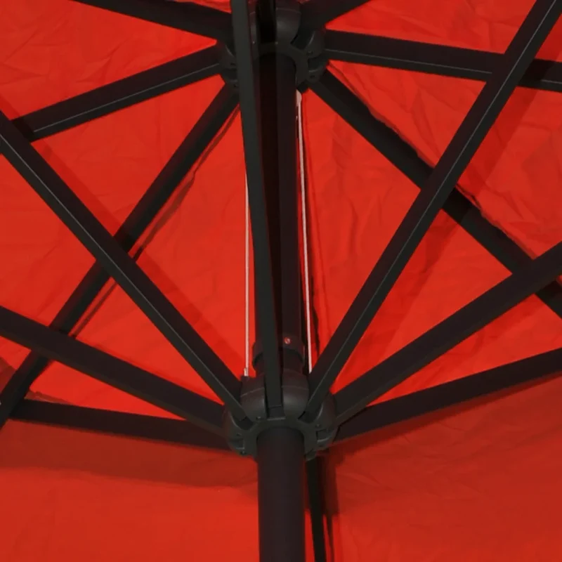 Parasol droit professionnel diamètre 5 m hauteur 360 cm avec pied inclus aluminium polyester terracotta 04_0011460