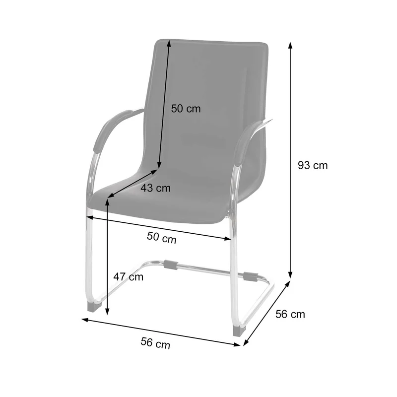 Chaise de salle à manger bureau avec accoudoirs en PVC base chromée 04_0006355