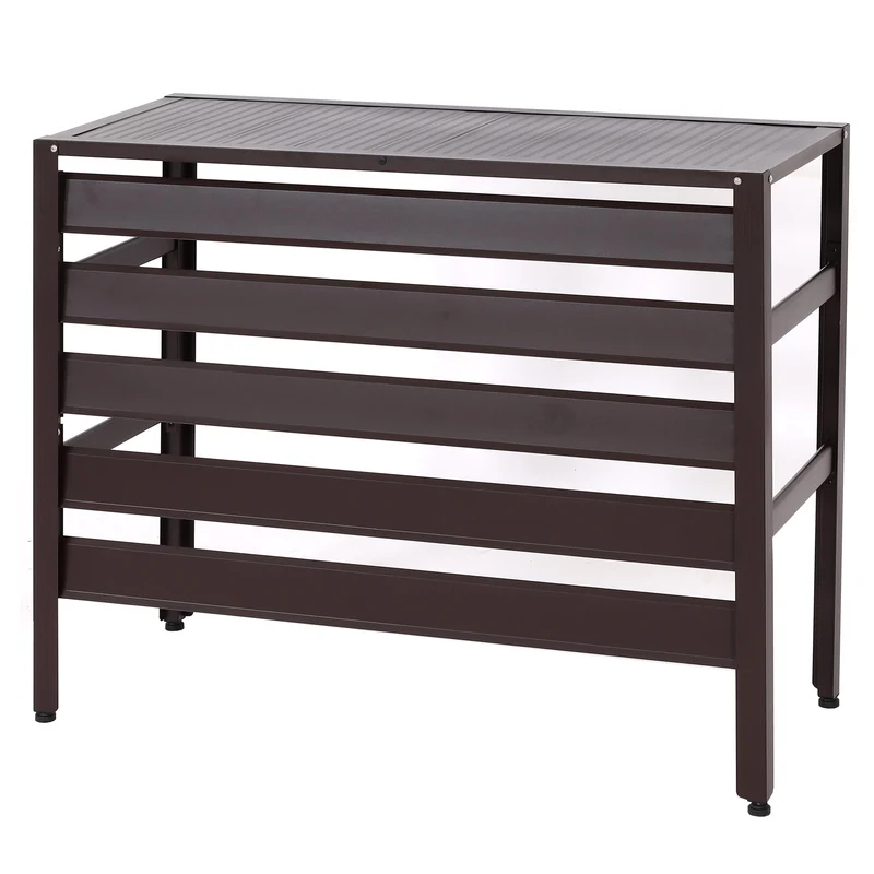 Cache extérieur en aluminium marron pour climatiseur avec étagère 73 x 90 x 38 cm 04_0010235