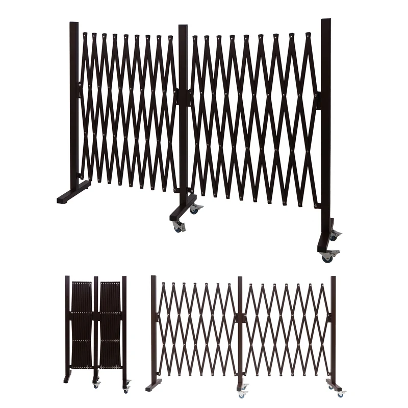 Grille de protection grille à ciseaux de clôture séparation en aluminium extensibles marron hauteur 109 cm largeur 60-530 cm 04_0006986