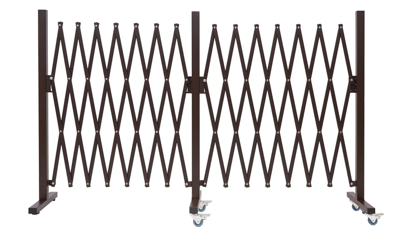 Grille de protection grille à ciseaux de clôture séparation en aluminium extensibles marron hauteur 109 cm largeur 60-530 cm 04_0006986