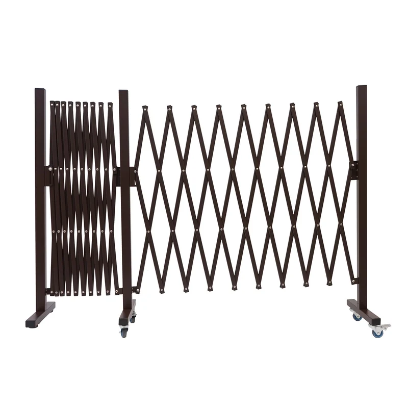 Grille de protection grille à ciseaux de clôture séparation en aluminium extensibles marron hauteur 109 cm largeur 60-530 cm 04_0006986