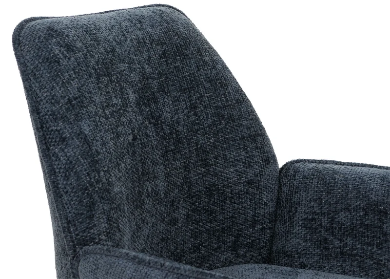 Chaise de salle à manger pivotante avec accoudoirs fonction Auto-Position 180° en chenille bleu piètement métal 04_0009237
