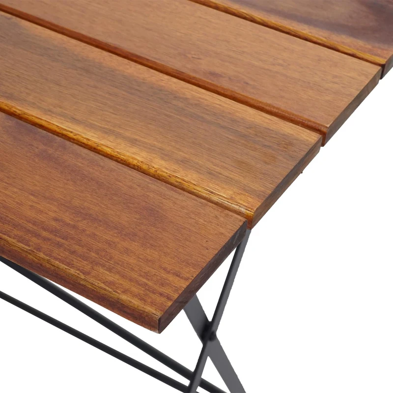 Salon de jardin pliant 5 pièces table et 4 chaises bistrot mobilier extérieur set terrasse balcon 120x60 cm en acacia massif, structure acier 04_0010217