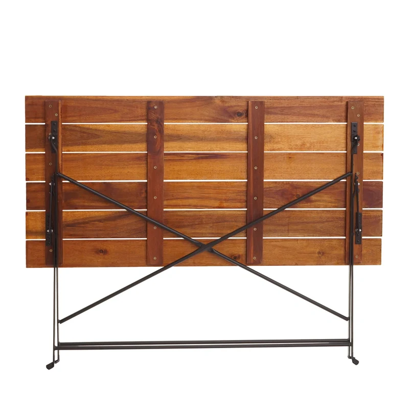 Salon de jardin pliant 5 pièces table et 4 chaises bistrot mobilier extérieur set terrasse balcon 120x60 cm en acacia massif, structure acier 04_0010217