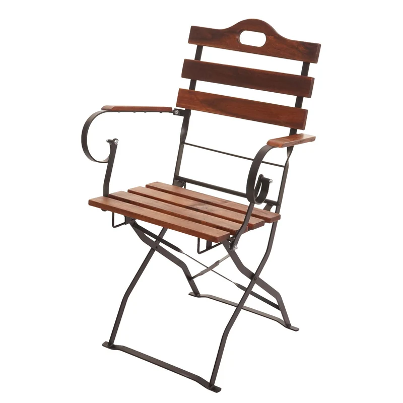 Salon de jardin pliant 5 pièces table et 4 chaises bistrot mobilier extérieur set terrasse balcon 120x60 cm en acacia massif, structure acier 04_0010217