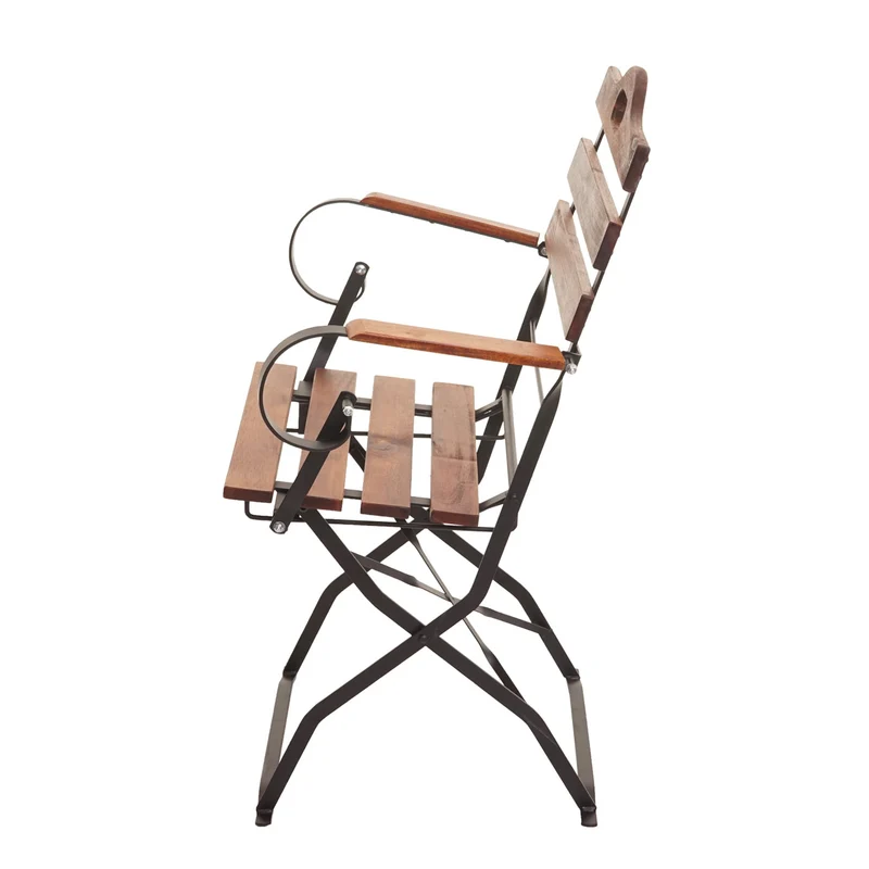 Salon de jardin pliant 5 pièces table et 4 chaises bistrot mobilier extérieur set terrasse balcon 120x60 cm en acacia massif, structure acier 04_0010217