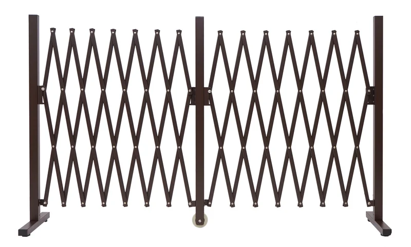 Barrière grille de protection clôture grille à ciseaux aluminium extensible marron hauteur 103 cm largeur 52-400 cm 04_0006982