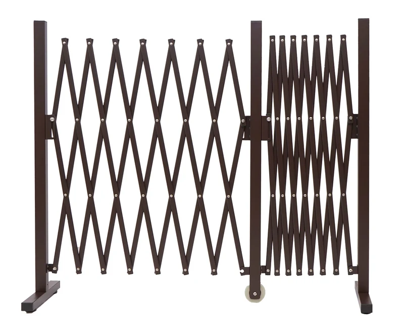 Barrière grille de protection clôture grille à ciseaux aluminium extensible marron hauteur 103 cm largeur 52-400 cm 04_0006982