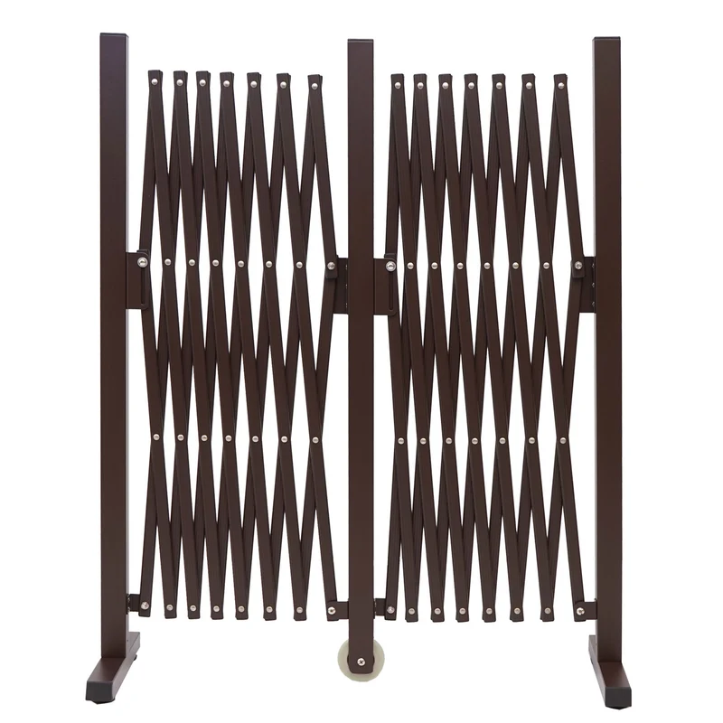 Barrière grille de protection clôture grille à ciseaux aluminium extensible marron hauteur 103 cm largeur 52-400 cm 04_0006982