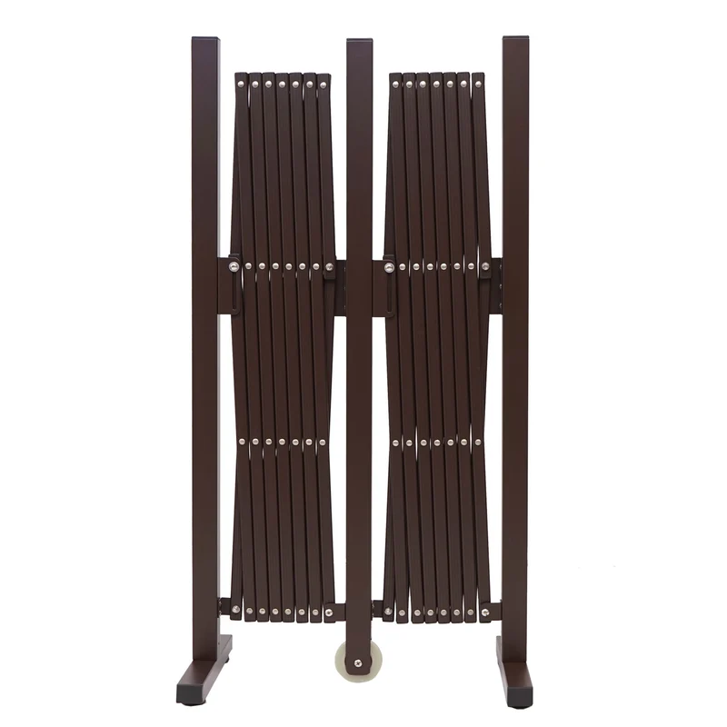 Barrière grille de protection clôture grille à ciseaux aluminium extensible marron hauteur 103 cm largeur 52-400 cm 04_0006982