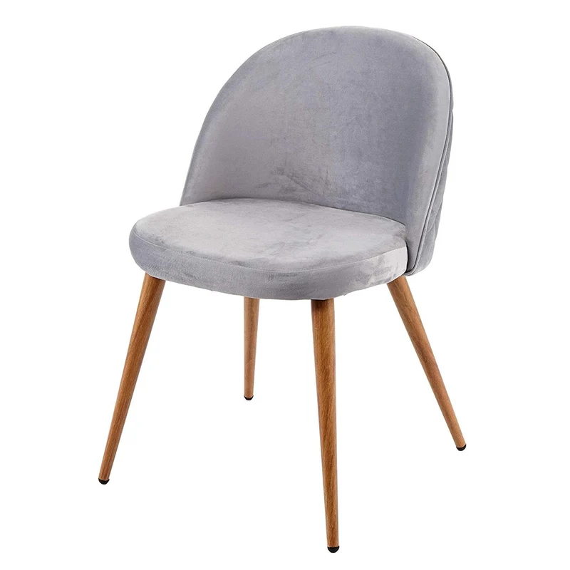 Lot de 4 chaises de salle à manger tissu velours gris clair en bois style rétro CDS04518
