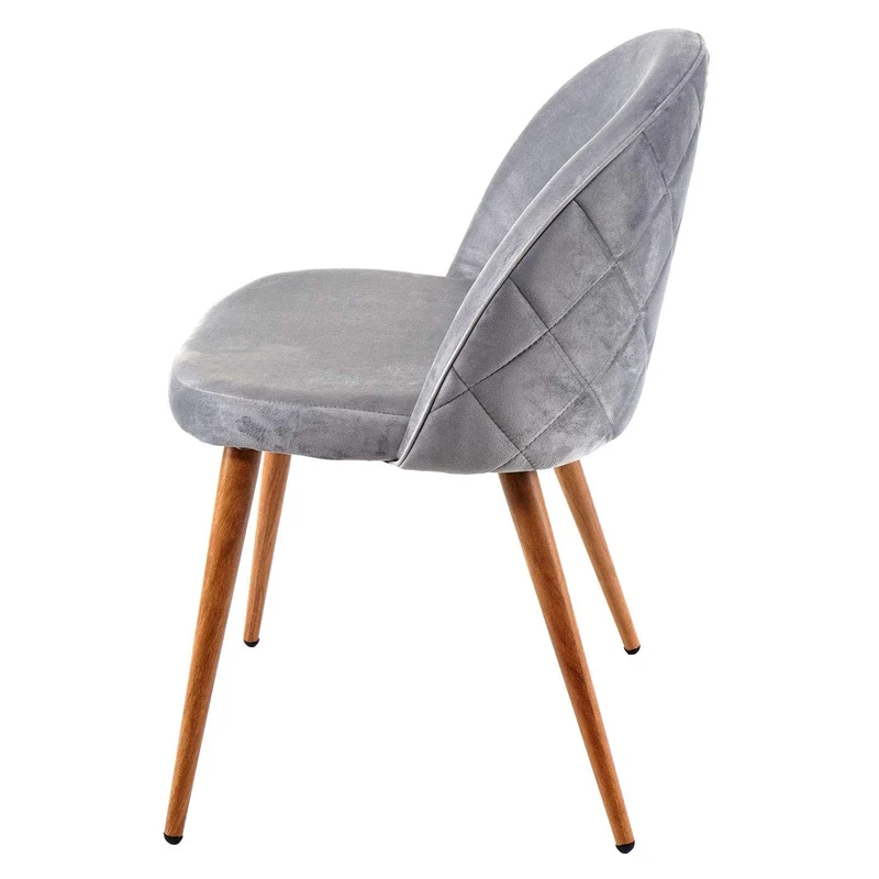 Lot de 4 chaises de salle à manger tissu velours gris clair en bois style rétro CDS04518