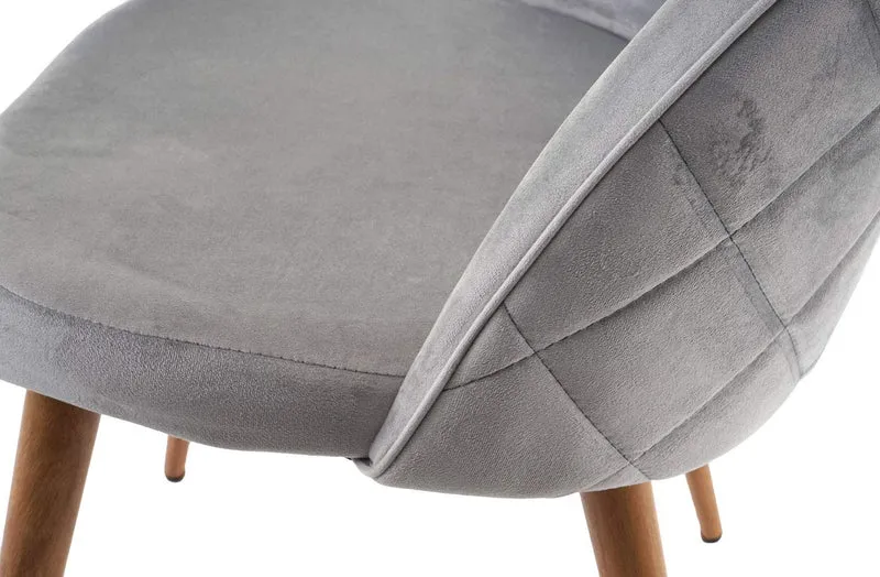 Lot de 4 chaises de salle à manger tissu velours gris clair en bois style rétro CDS04518