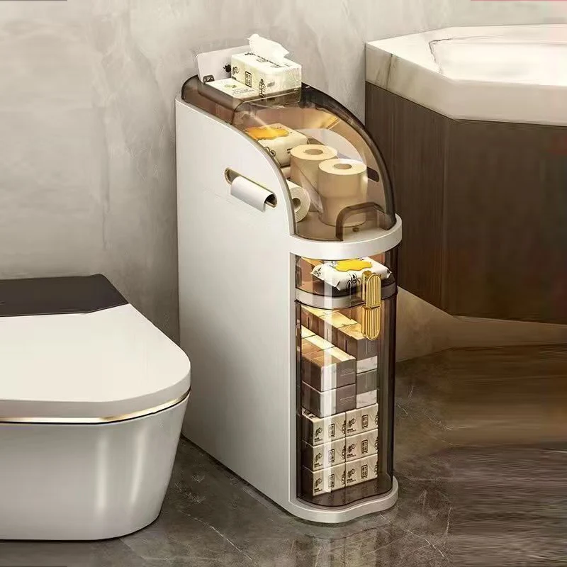 Modern Minimalist PP PET Curved Rectangular Narrow Storage Cabinet With 3/4/5-Tier For Bathroom & Living Room