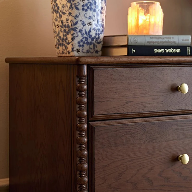 Traditional French Ash Wood Plywood Rectangular Storage Cabinet 6-Drawer For Bedroom & Living Room