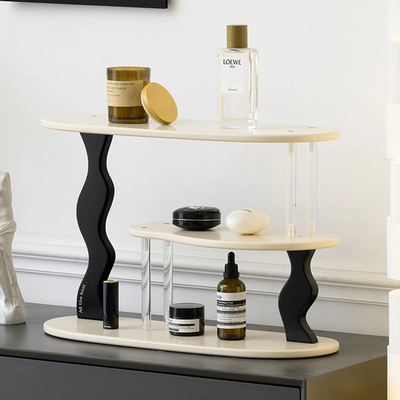 Contemporary Nordic MDF Acrylic Desktop Storage Shelf 3-Tier For Living Room & Entryway