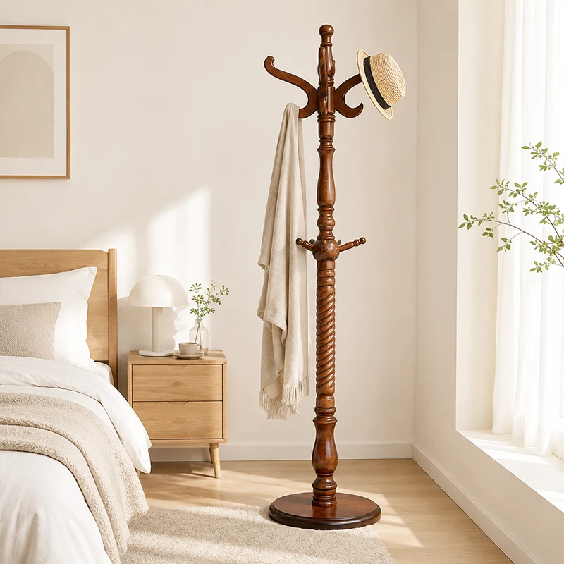 Traditional Vintage Coat Rack - Crown Style Wooden Hook: Elegant Freestanding Hall Tree For Entryway & Bedroom