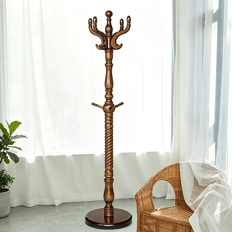 Luxury Vintage Coat Rack - Twist Wooden Column: Tall Freestanding Hall Tree Organizer For Entryway & Bedroom
