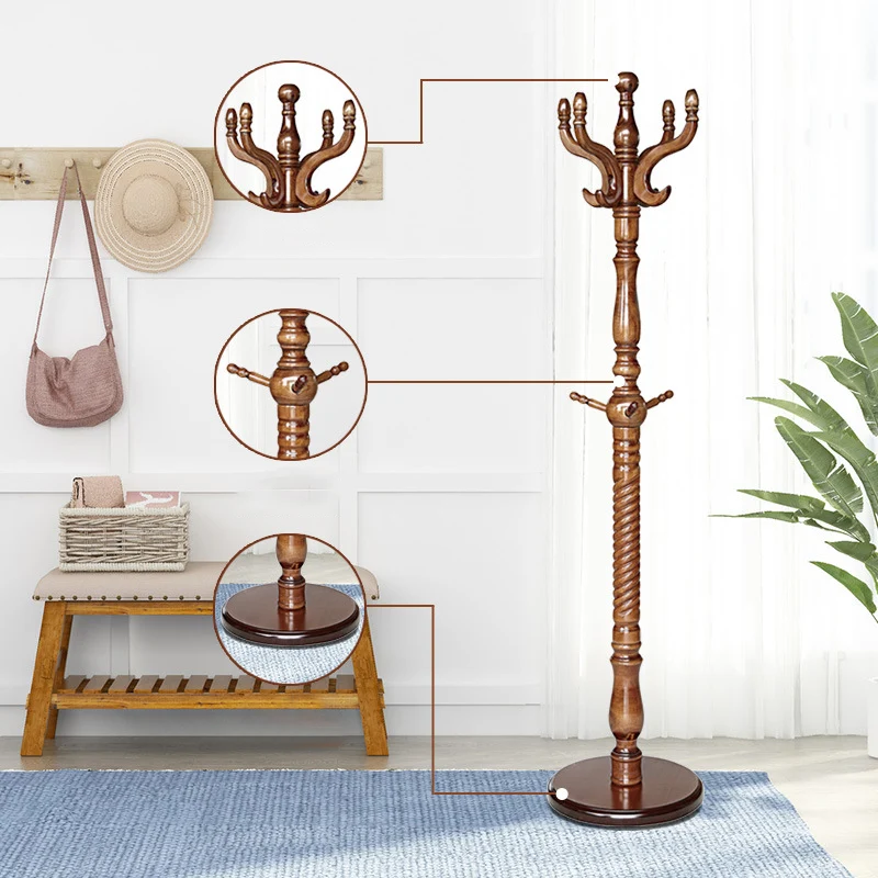 Luxury Vintage Coat Rack - Twist Wooden Column: Tall Freestanding Hall Tree Organizer For Entryway & Bedroom