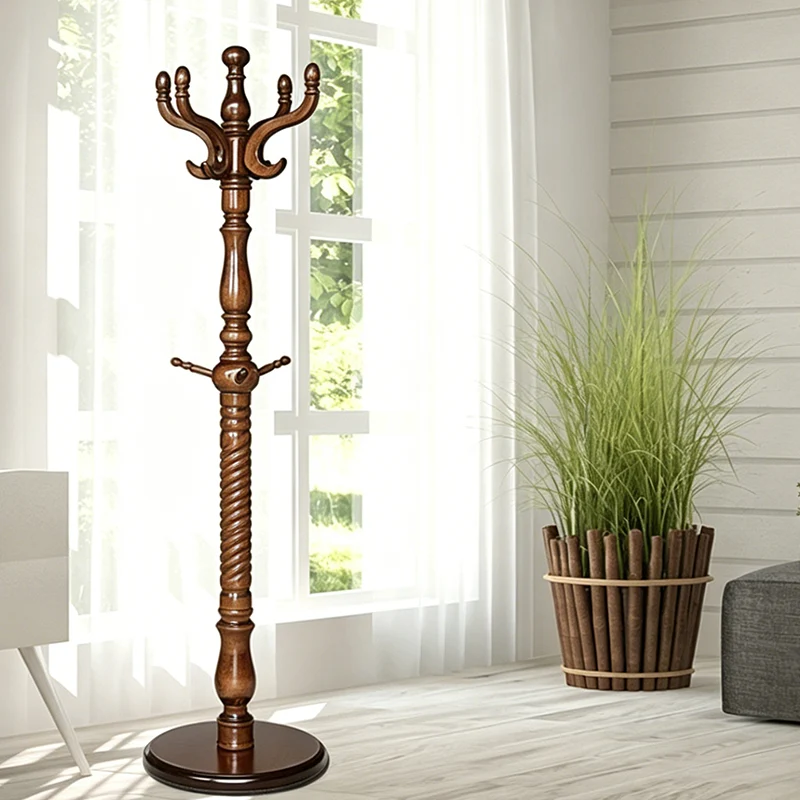 Luxury Vintage Coat Rack - Twist Wooden Column: Tall Freestanding Hall Tree Organizer For Entryway & Bedroom