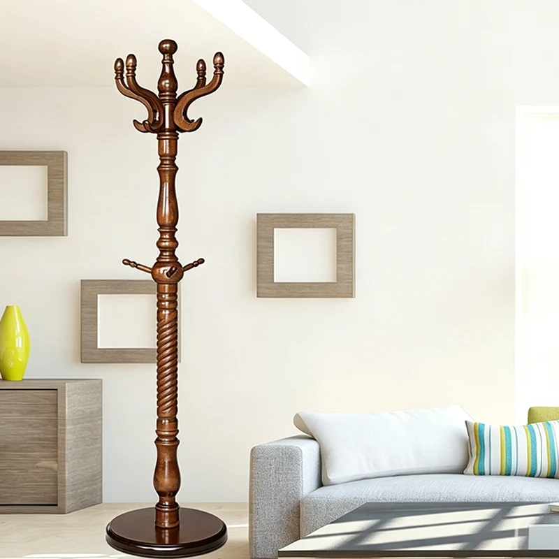 Luxury Vintage Coat Rack - Twist Wooden Column: Tall Freestanding Hall Tree Organizer For Entryway & Bedroom
