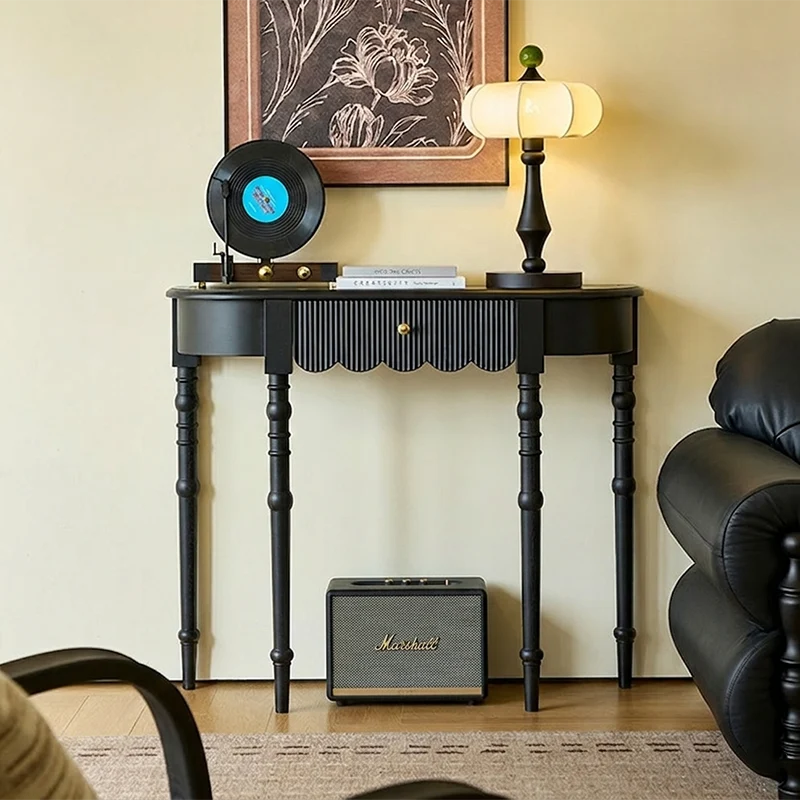 Traditional French Ash Wood Plywood Pine Wood Arc Console Table 1/2-Layer For Entryway & Hallway