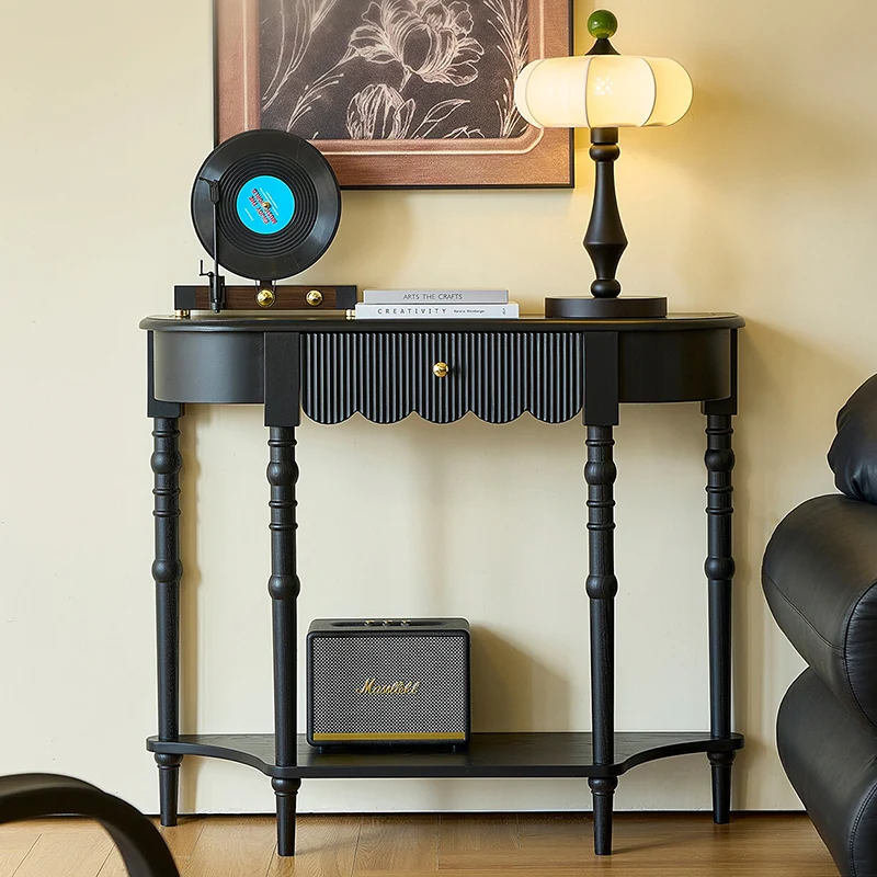 Traditional French Ash Wood Plywood Pine Wood Arc Console Table 1/2-Layer For Entryway & Hallway