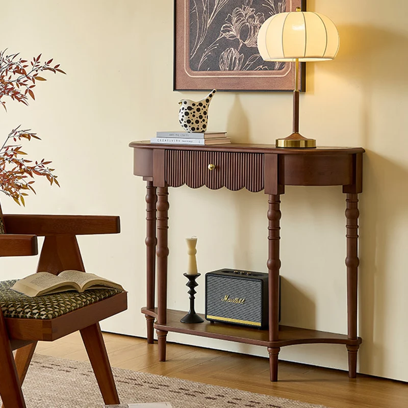 Traditional French Ash Wood Plywood Pine Wood Arc Console Table 1/2-Layer For Entryway & Hallway