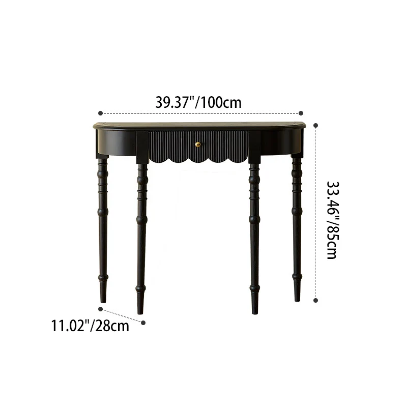 Traditional French Ash Wood Plywood Pine Wood Arc Console Table 1/2-Layer For Entryway & Hallway