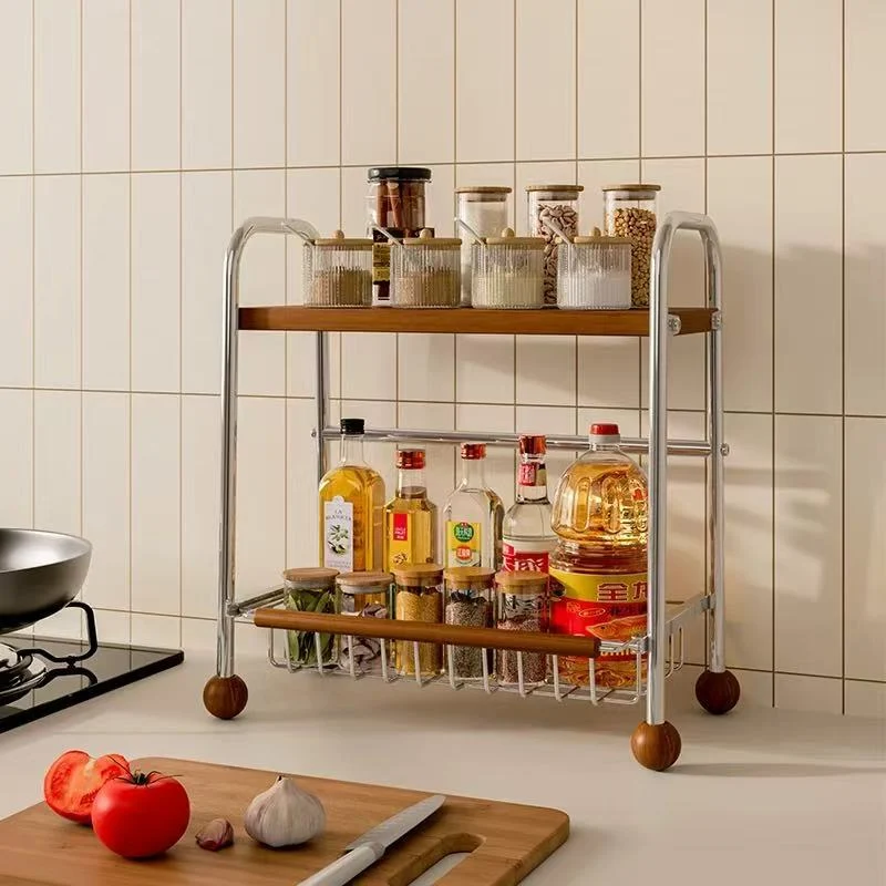 Modern Minimalist MDF Carbon Steel Trapezoidal Lightweight Desktop Storage Shelf 2-Tier For Living Room & Dining Room