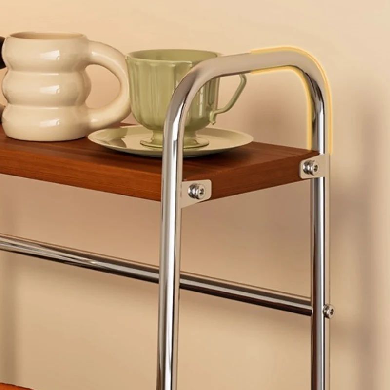 Modern Minimalist MDF Carbon Steel Trapezoidal Lightweight Desktop Storage Shelf 2-Tier For Living Room & Dining Room