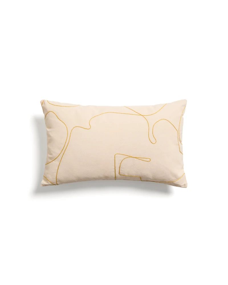 Dibel ecru cushion cover with yellow detail 30 x 50cm
