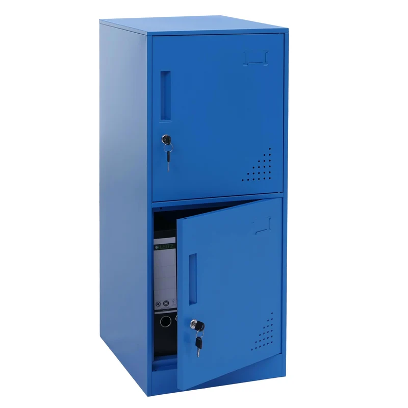 Armoire vestiaire métallique casier de rangement 2 portes 90x38x45 cm bleu 04_0008946
