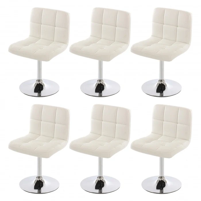 Lot de 6 chaises fauteuils de salle à manger en synthétique blanc CDS04269