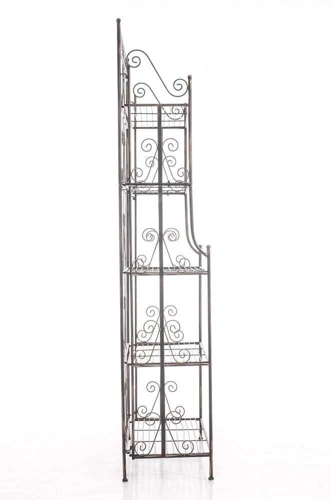 Etagère sur pieds avec 5 niveaux rangement balcon terrasse salon pliable en métal bronze 10_0003969