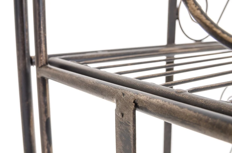 Etagère sur pieds avec 5 niveaux rangement balcon terrasse salon pliable en métal bronze 10_0003969