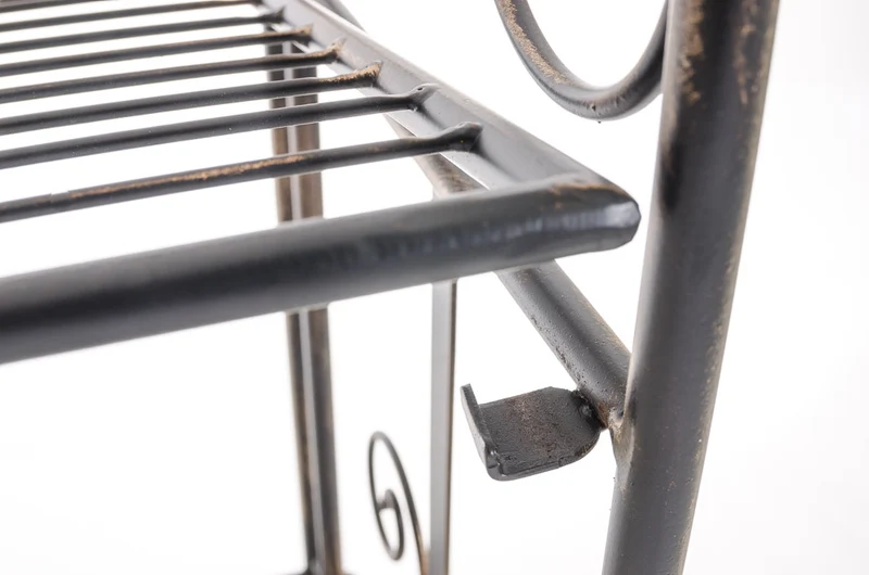 Etagère sur pieds avec 5 niveaux rangement balcon terrasse salon pliable en métal bronze 10_0003969