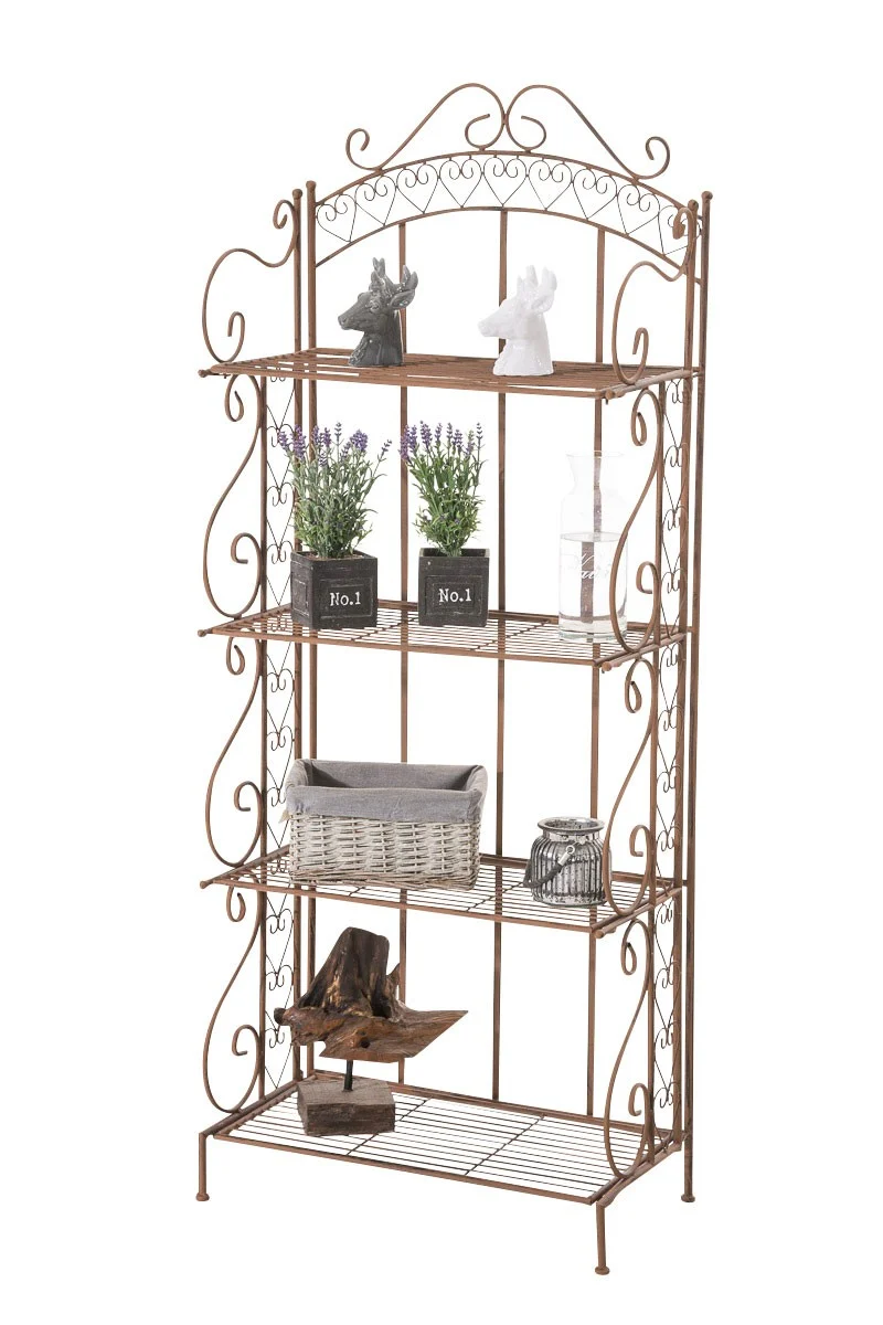 Etagère pour plantes 4 niveaux en fer 153x61x33 cm marron vieilli ETA10018