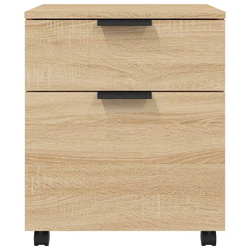 Caissons à tiroirs meuble de bureau mobile sur rourlettes MDF couleur chêne sonoma 45 x 38 x 54 cm DEC024563