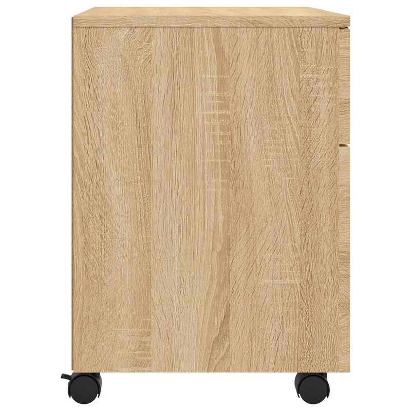 Caissons à tiroirs meuble de bureau mobile sur rourlettes MDF couleur chêne sonoma 45 x 38 x 54 cm DEC024563