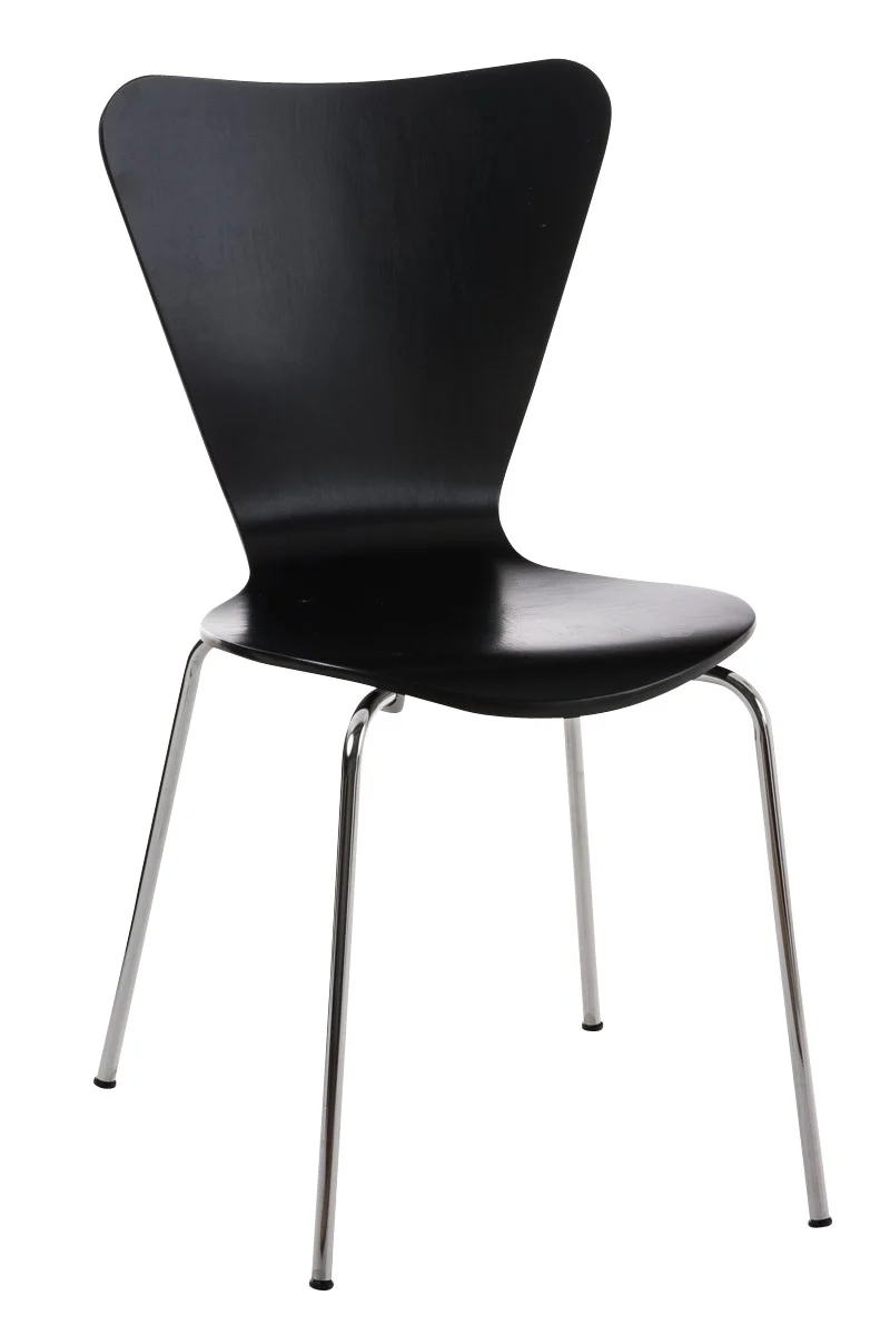 Lot de 4 chaises de séjour bureau en bois noir et métal CDS10114