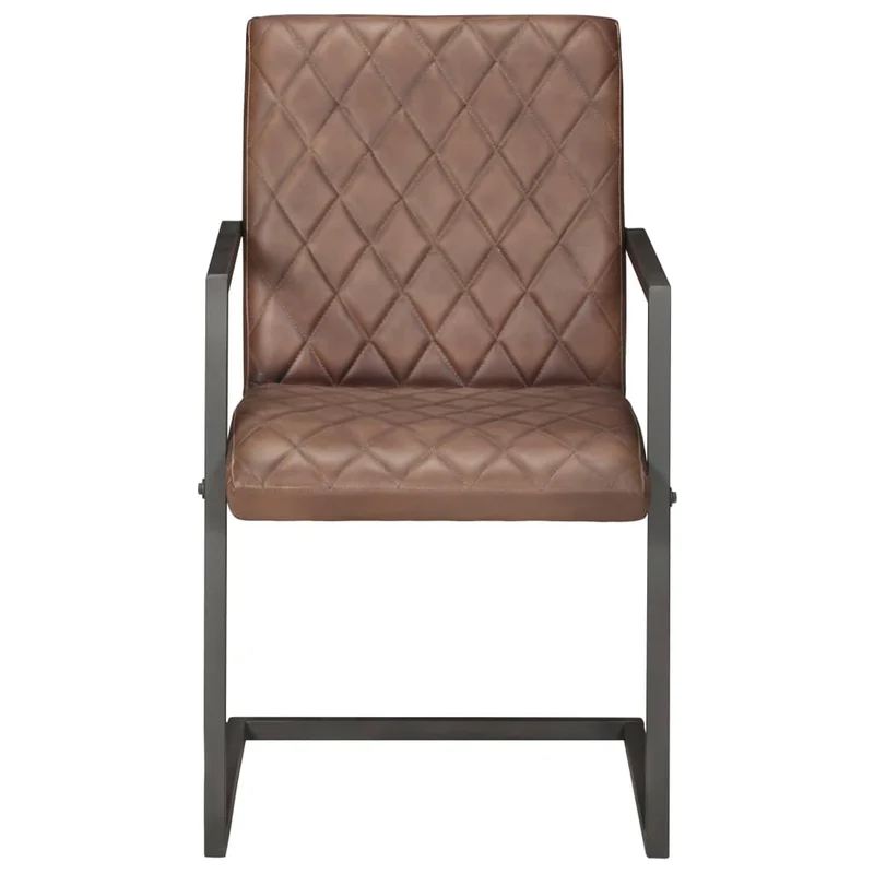 Lot de 2 chaises de salle à manger cuisine cantilever design rétro cuir véritable marron CDS020348