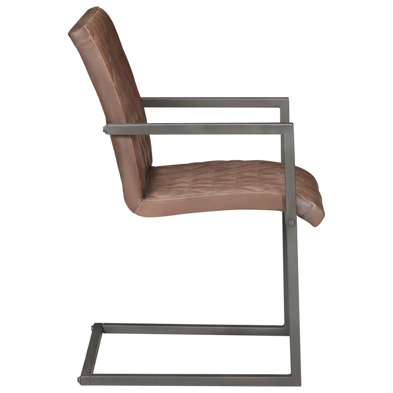 Lot de 2 chaises de salle à manger cuisine cantilever design rétro cuir véritable marron CDS020348