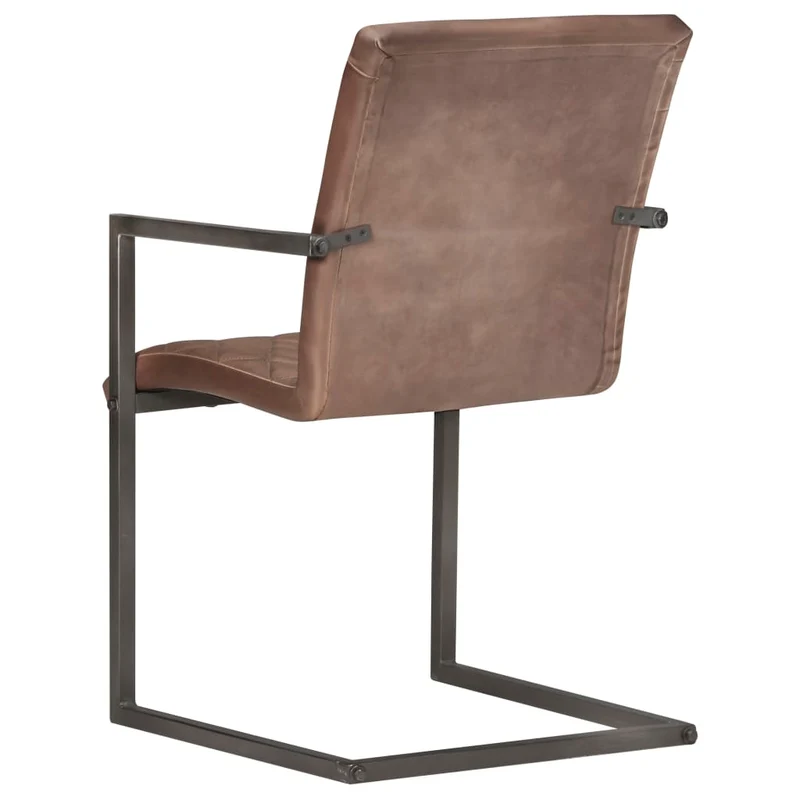 Lot de 2 chaises de salle à manger cuisine cantilever design rétro cuir véritable marron CDS020348