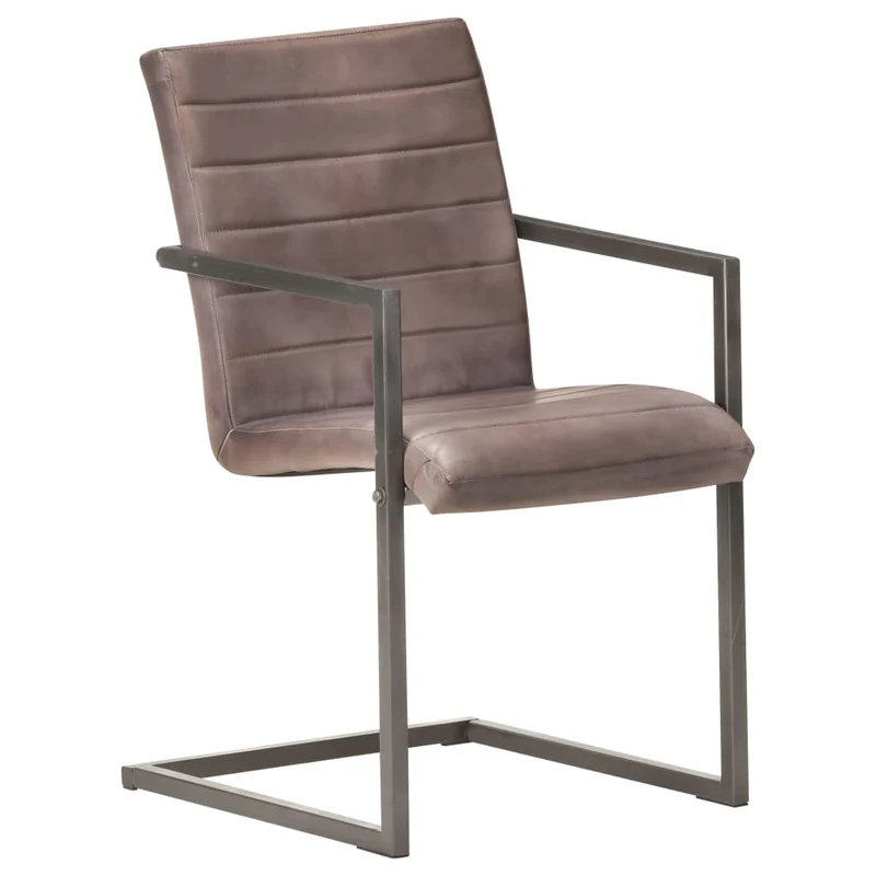 Lot de 4 chaises de salle à manger cuisine cantilever design rétro cuir véritable marron CDS021393