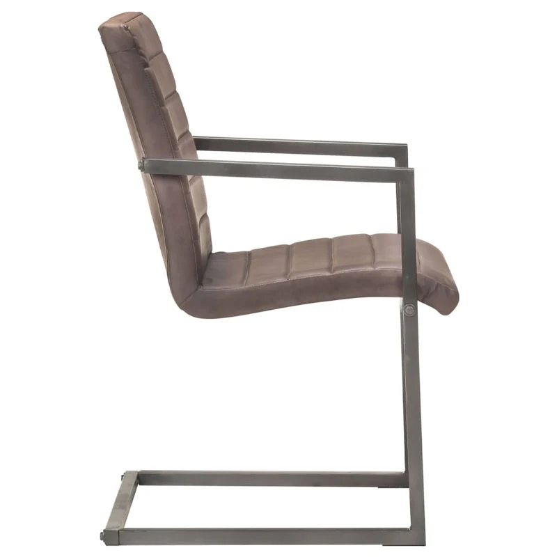 Lot de 4 chaises de salle à manger cuisine cantilever design rétro cuir véritable marron CDS021393
