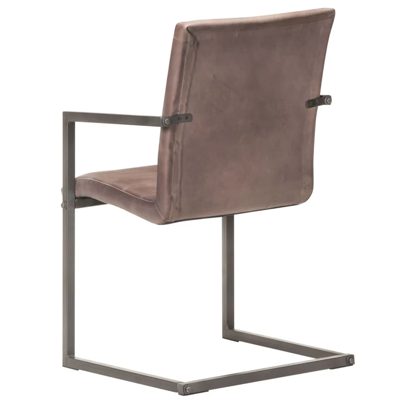 Lot de 4 chaises de salle à manger cuisine cantilever design rétro cuir véritable marron CDS021393
